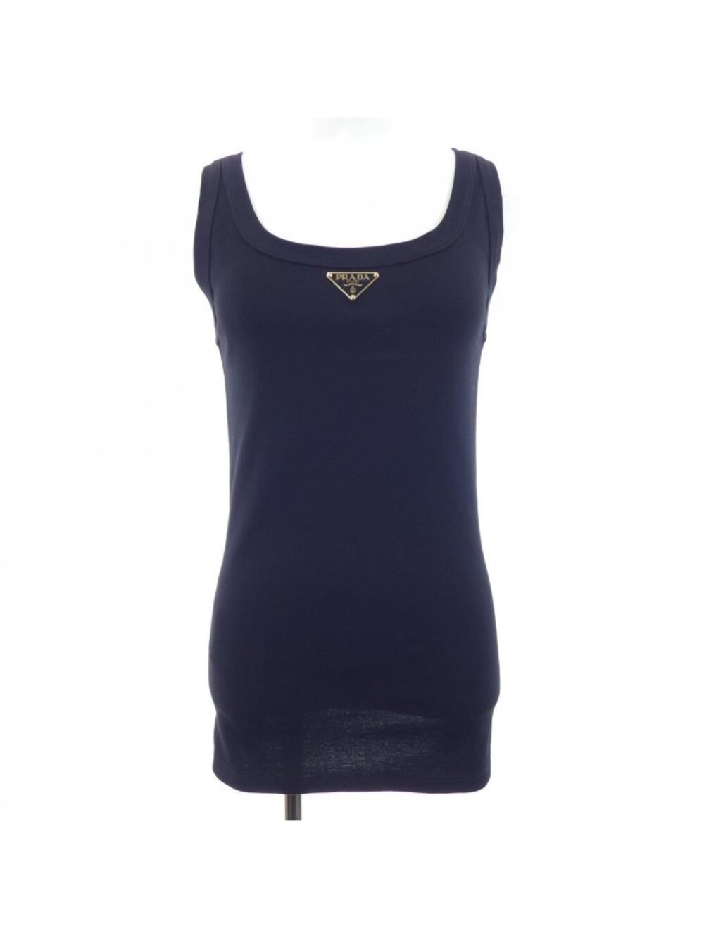 Prada Triangle Logo Rib Knit Jersey Tank Top Sweater